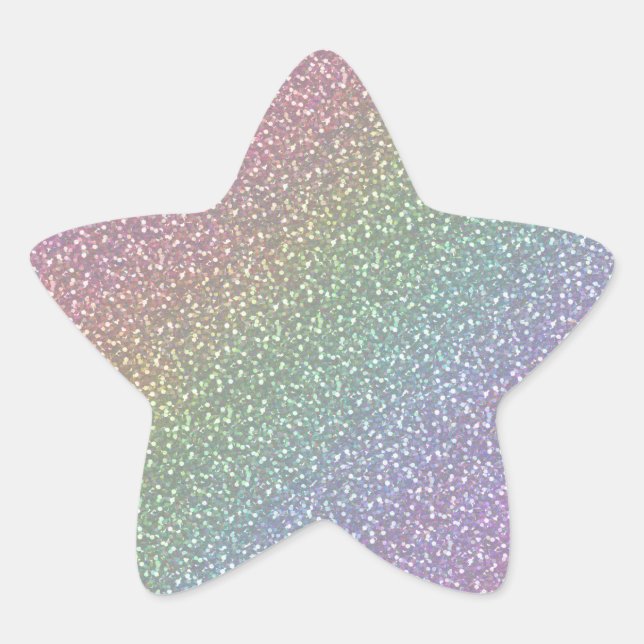 Fine Faux Glitter Sparkles Rainbow Pearl Diagonal Star Sticker (Front)