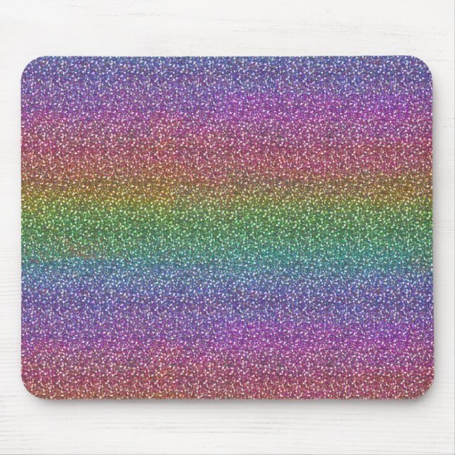 Fine Faux Glitter Sparkles Shiny Rainbow Mouse Mat (Front)