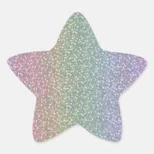 Fine Faux Glitter Sparkles Shiny Rainbow Pearl Star Sticker