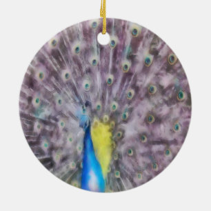 Fine Feather Peacock Mating Plumage Ceramic Tree Decoration