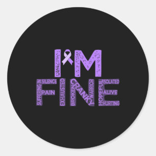 Fine Fibromyalgia Warrior Fibro Awareness Purple R Classic Round Sticker