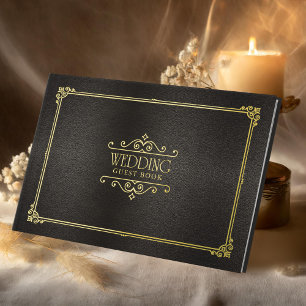 Fine Filigree Gold Foil Wedding ID871 Guest Book