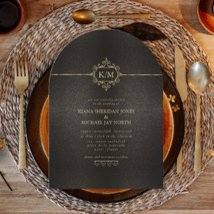 Fine Filigree Gold Wedding Arch ID871 Invitation
