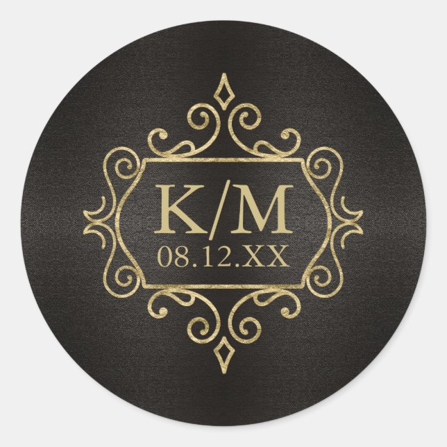 Fine Filigree Gold Wedding ID871 Classic Round Sticker (Front)