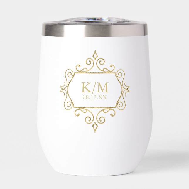 Fine Filigree Gold Wedding Initials ID871 (Front)