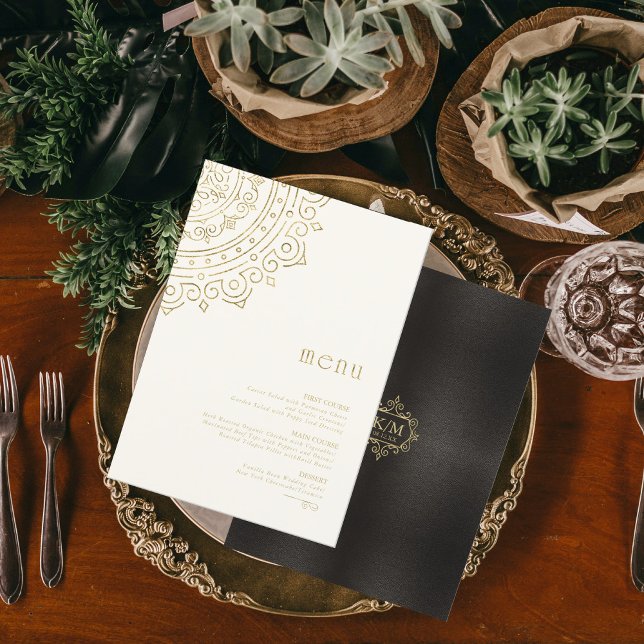 Fine Filigree Gold Wedding Menu ID871 (Creator Uploaded)