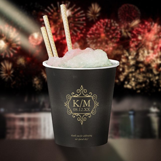 Fine Filigree Gold Wedding Thank You ID871 Paper Cups (Creator Uploaded)