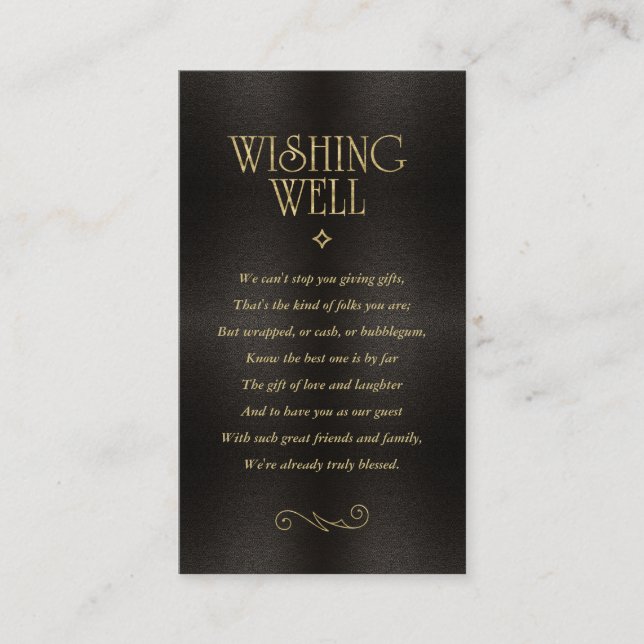 Fine Filigree Gold Wedding Wishing Well ID871 Enclosure Card (Front)