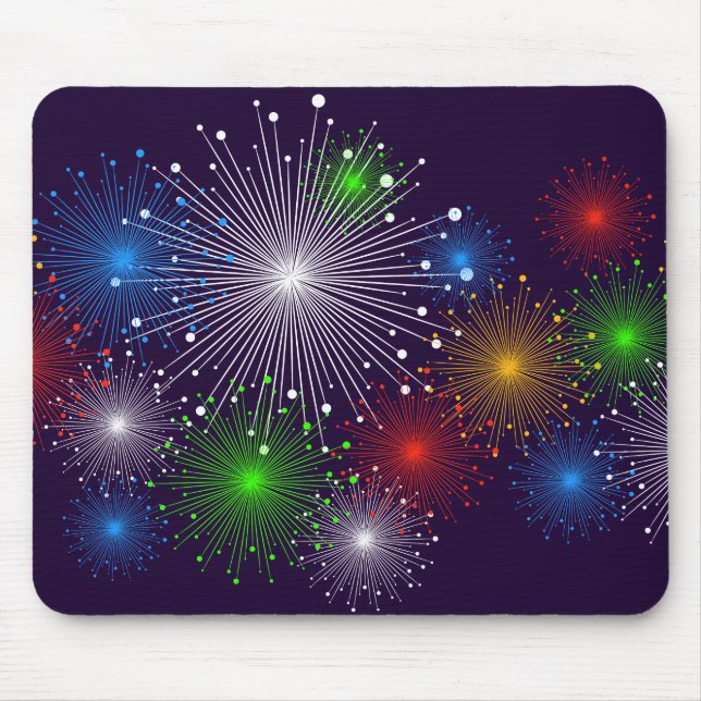 Fine Fireworks Cute Cool Girly Retro Vector Mouse Mat (Front)