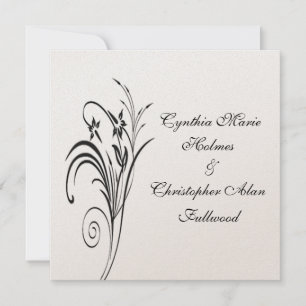 Fine Floral Metallic Gold & Black Wedding Invites