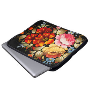 Fine Flower Cool Cute Girly Retro Floral Laptop Sleeve