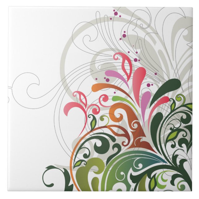 Fine Flower Cool Cute Girly Retro Floral Tile (Front)