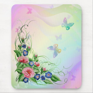 Fine flowers and Butterflies Mouse Mat
