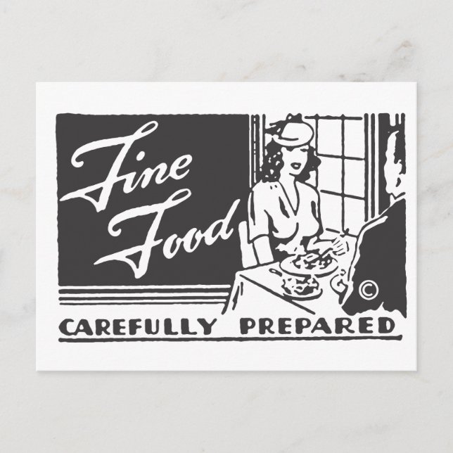 Fine Food Carefully Prepared Postcard (Front)