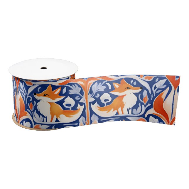 Fine Foxes, 1 in a series / Foxes and Foliage 1 Satin Ribbon (Spool)