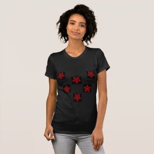Fine geometric art blood red star heart black T-Shirt