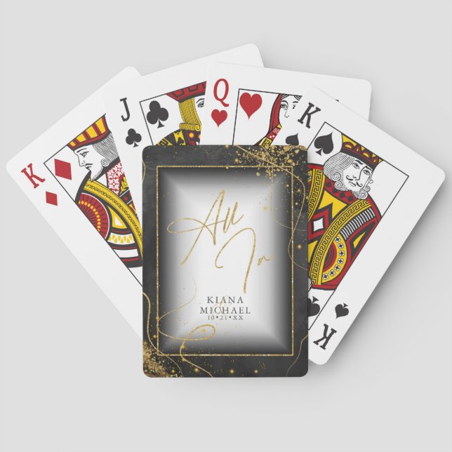 Fine Gold Lines Abstract Wedding All In Blk ID867 Playing Cards (Back)