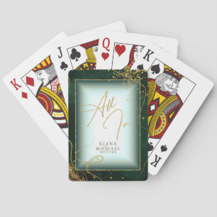 Fine Gold Lines Abstract Wedding All In Grn ID867 Playing Cards