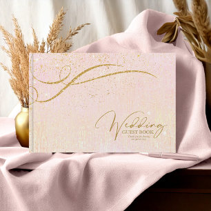 Fine Gold Lines Abstract Wedding Blush ID867 Guest Book