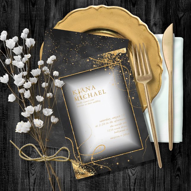 Fine Gold Lines Abstract Wedding V2 Black ID867 (Creator Uploaded)