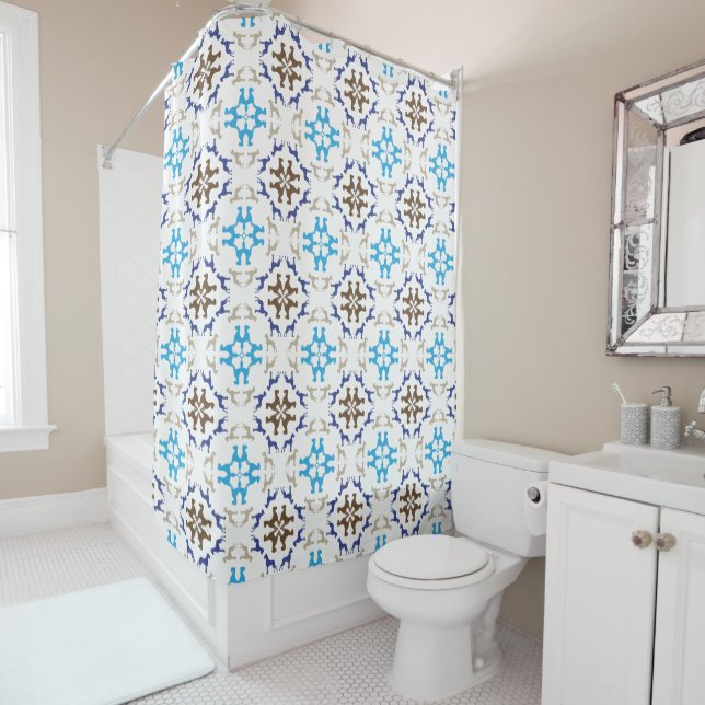 Fine graphical Great Dane pattern Shower Curtain (In Situ)