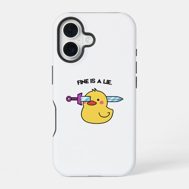 Fine Is a Lie – Funny Dark Humour iPhone 16 Case  (Back)