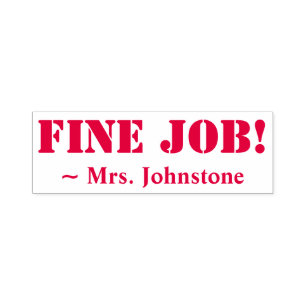 "FINE JOB!" Marking Rubber Stamp
