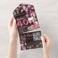Fine Like Wine 40th Birthday Rsvp QR Code