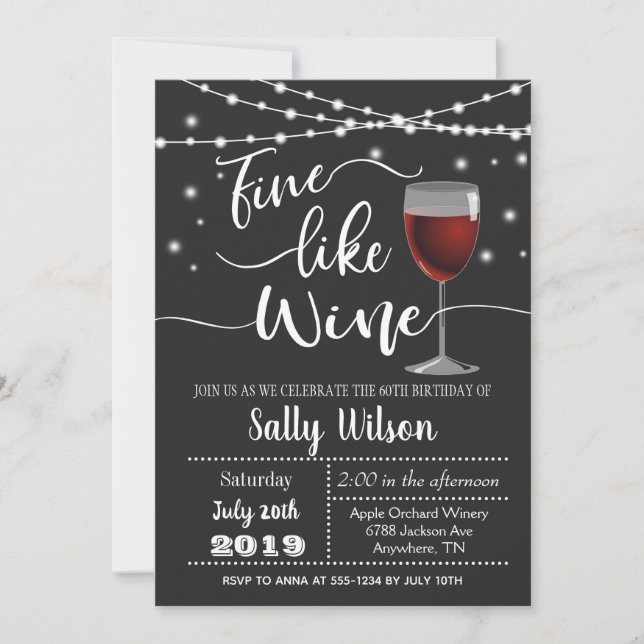 Fine like Wine Adult Birthday Party Invitation (Front)