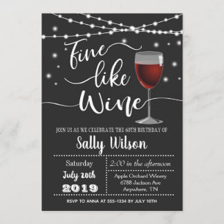 Fine like Wine Adult Birthday Party Invitation