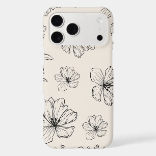 Fine Line Floral Sketch Pattern Neutral Phone Case