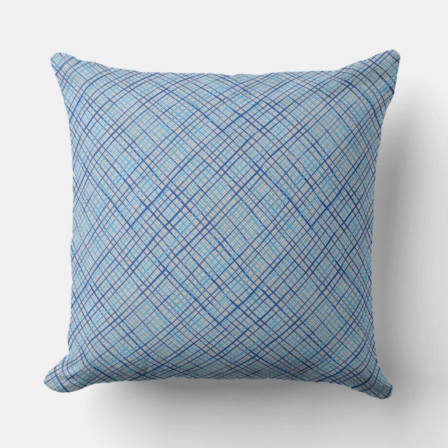 Fine lines Chequered pattern C08.Blue Offwhite BG Cushion (Front)