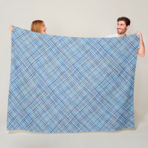 Fine lines Chequered pattern C08.Blue Offwhite BG Fleece Blanket