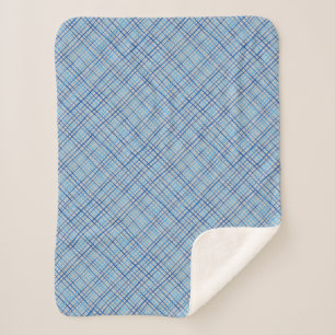 Fine lines Chequered pattern C08.Blue Offwhite BG Sherpa Blanket