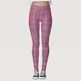 Fine lines Chequered pattern C09.pink on Brown Leggings