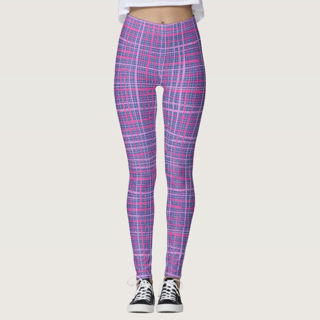 Fine lines Chequered pattern C09.pink on LBlue Leggings (Front)