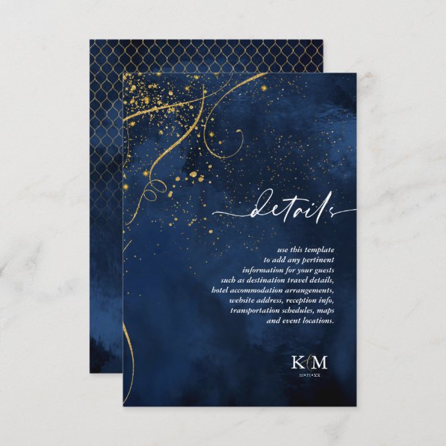 Fine Lines Gold Abstract Details Navy ID867  Enclosure Card (Front/Back)