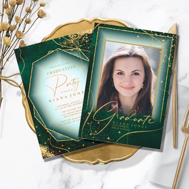 Fine Lines Gold Abstract Graduation Green ID907 (Creator Uploaded)