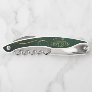 Fine Lines Gold Abstract Wedding Best Man ID867 Corkscrew