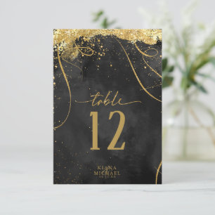 Fine Lines Gold Abstract Wedding Black ID867 Invitation