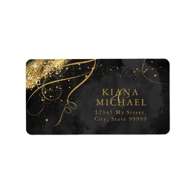 Fine Lines Gold Abstract Wedding Black ID867 Label (Front)