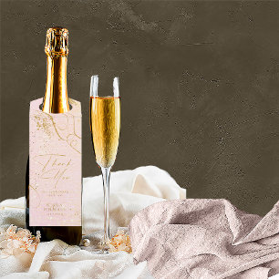 Fine Lines Gold Abstract Wedding Blush ID867 Bottle Tag