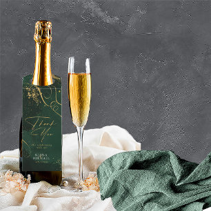 Fine Lines Gold Abstract Wedding Emerald ID867 Bottle Tag