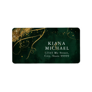 Fine Lines Gold Abstract Wedding Emerald ID867 Label