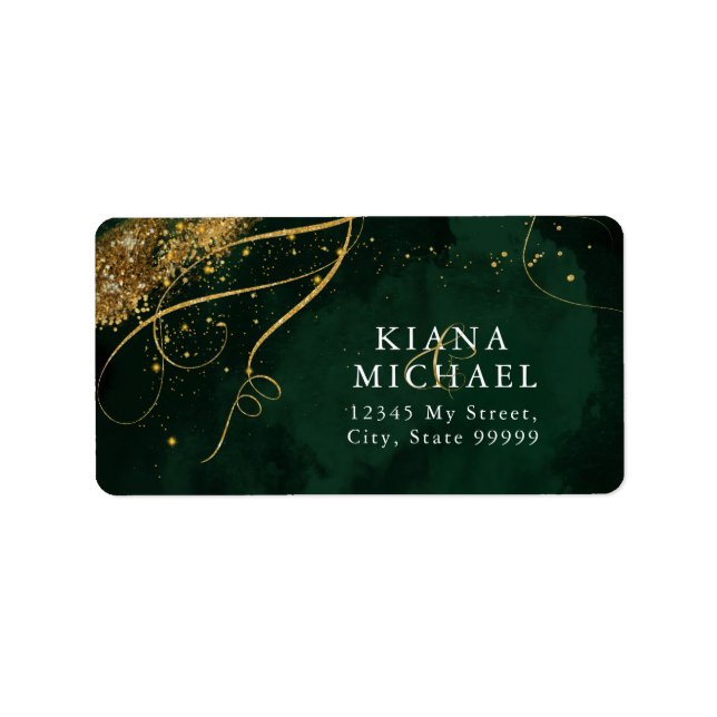 Fine Lines Gold Abstract Wedding Emerald ID867 Label (Front)