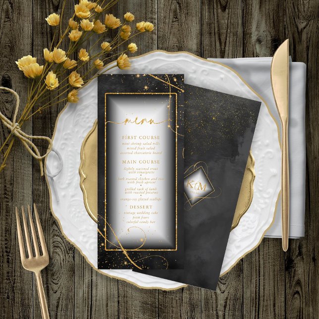 Fine Lines Gold Abstract Wedding Menu V2 Bk ID867 (Creator Uploaded)