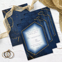 Fine Lines Gold Abstract Wedding Navy ID867
