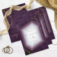 Fine Lines Gold Abstract Wedding Plum ID867