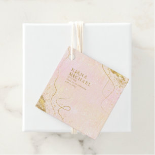 Fine Lines Gold Abstract Wedding V1 Blush ID867 Favour Tags