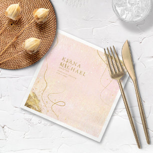 Fine Lines Gold Abstract Wedding V1 Blush ID867 Napkin